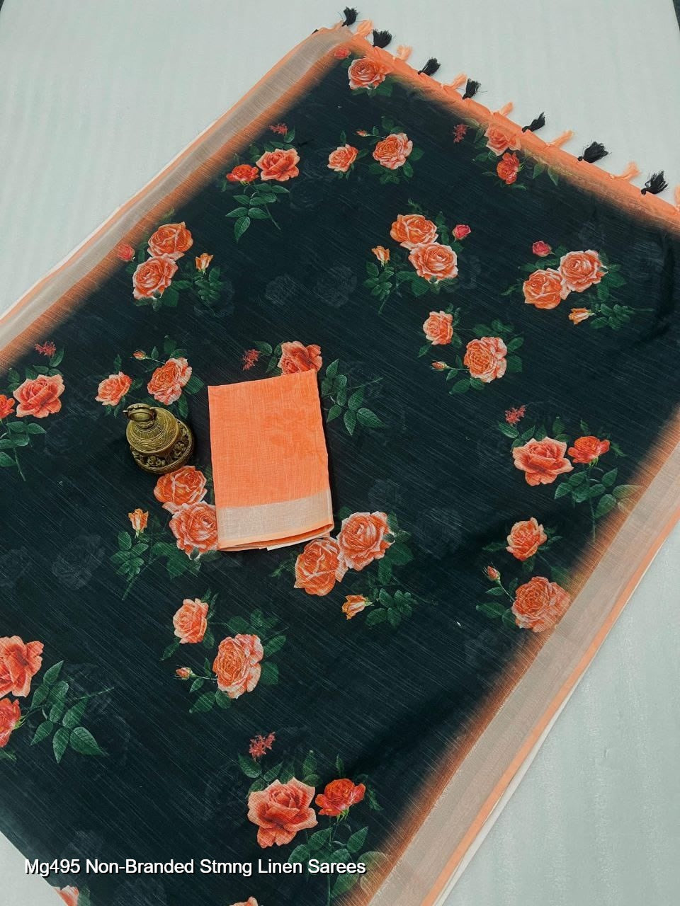 Mg495 Non-Branded Stmng Linen Sarees