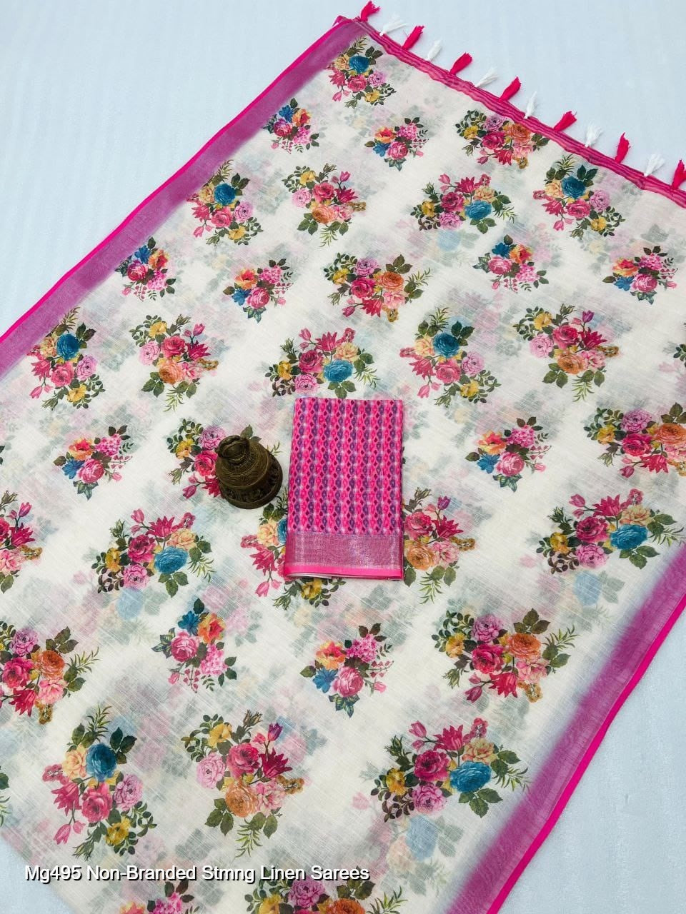 Mg495 Non-Branded Stmng Linen Sarees