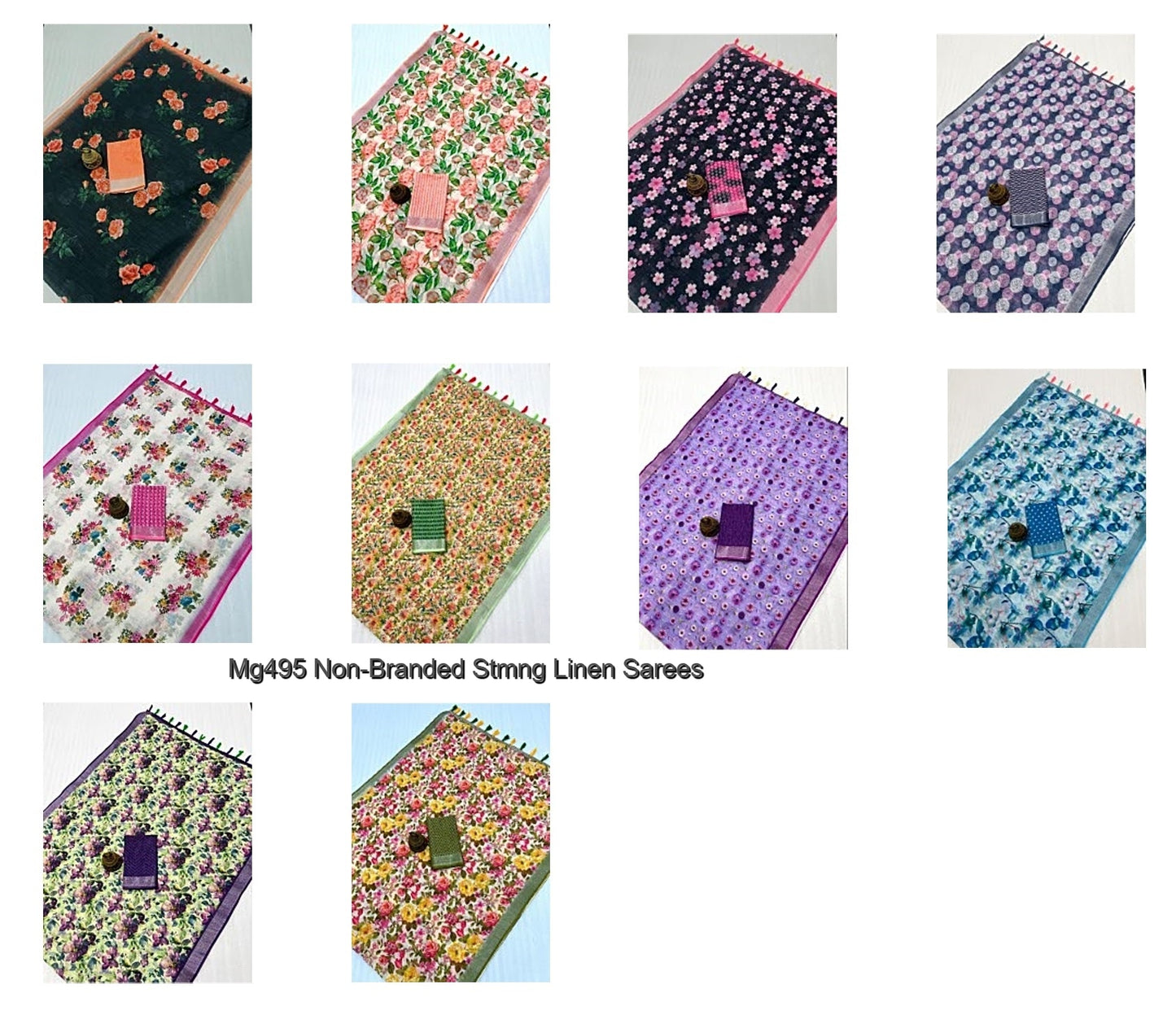 Mg495 Non-Branded Stmng Linen Sarees