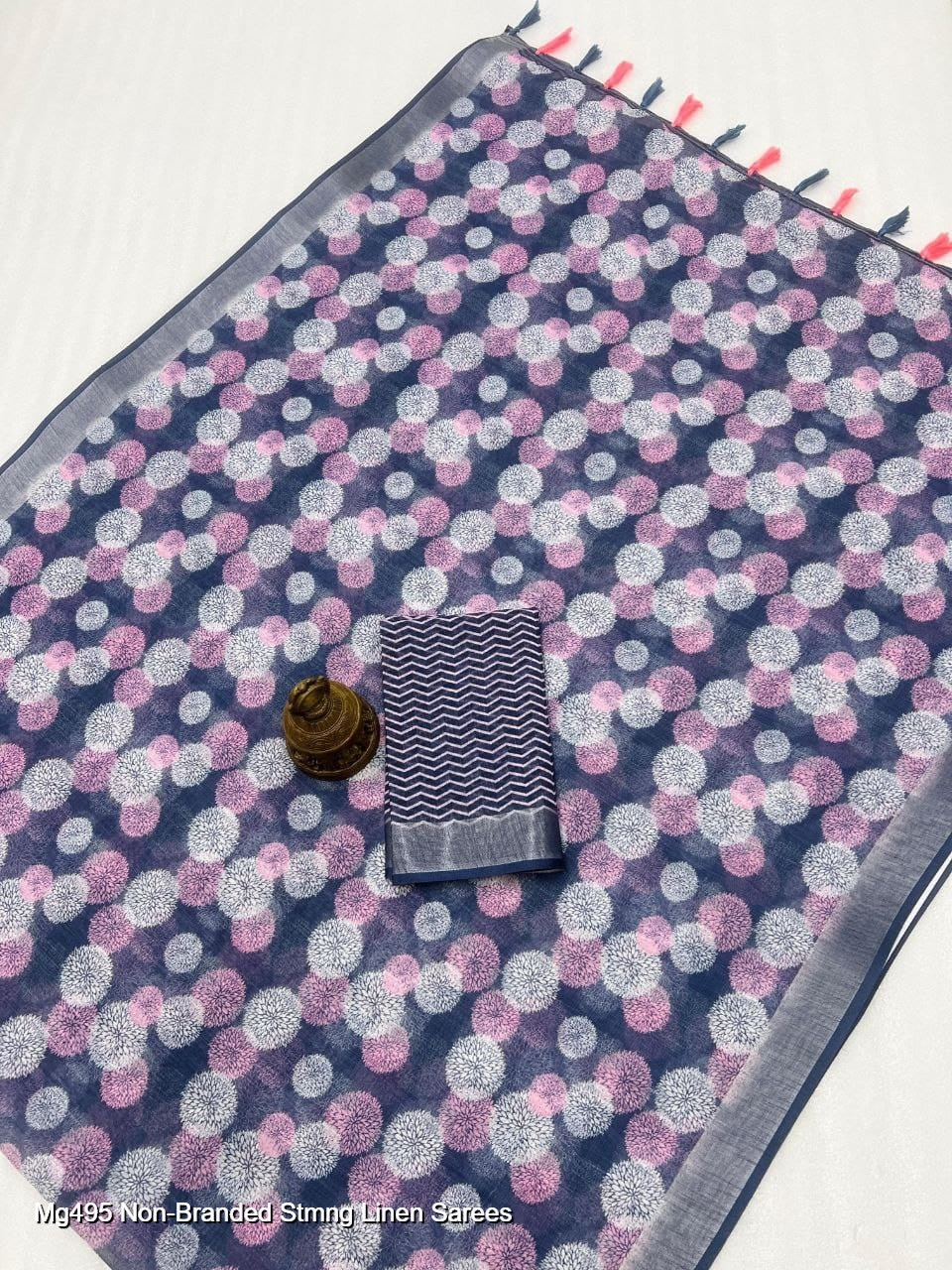 Mg495 Non-Branded Stmng Linen Sarees