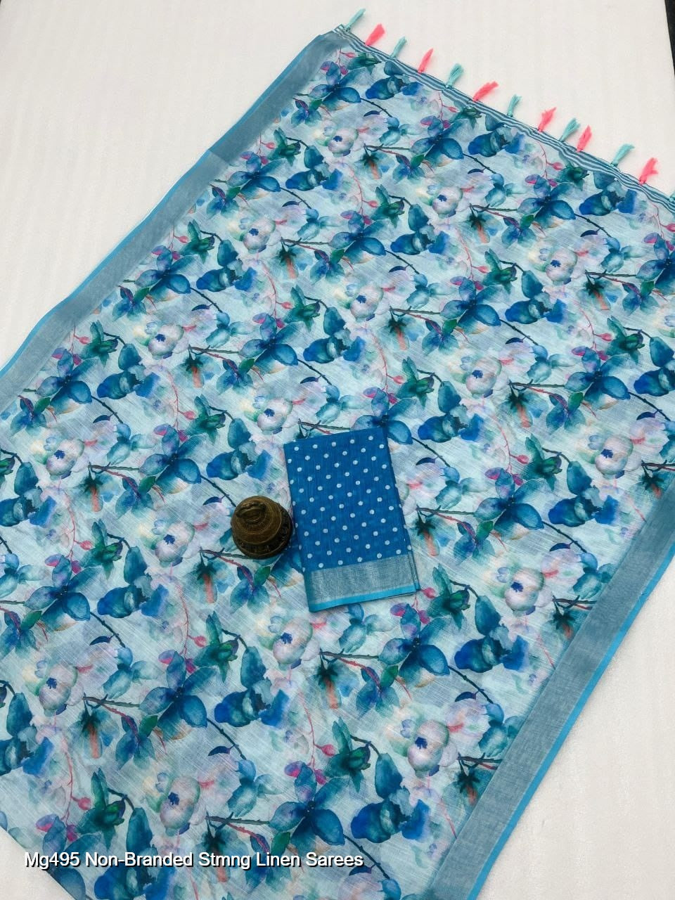 Mg495 Non-Branded Stmng Linen Sarees