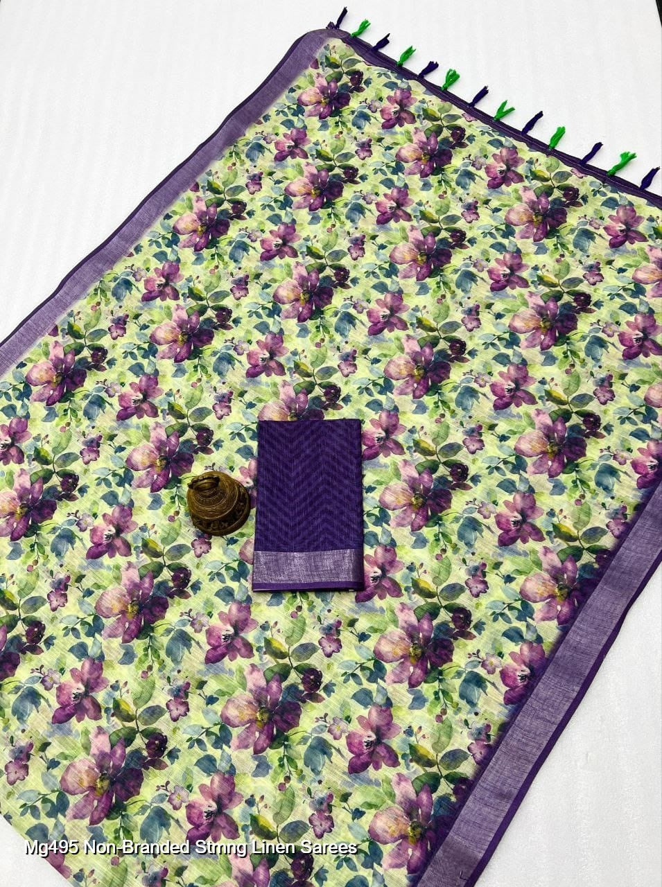 Mg495 Non-Branded Stmng Linen Sarees