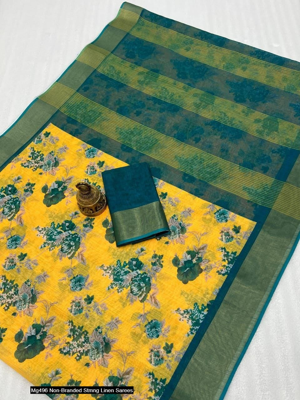 Mg496 Non-Branded Stmng Linen Sarees