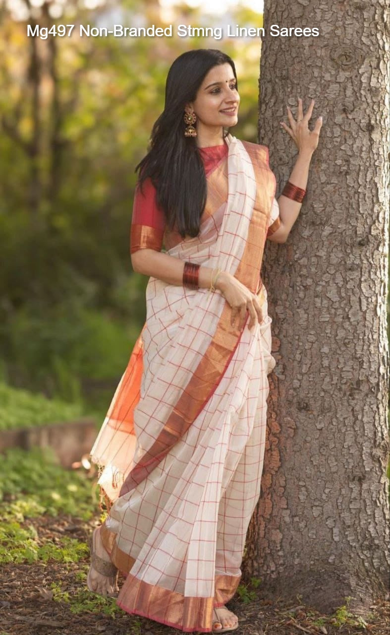 Mg497 Stmng Linen Sarees