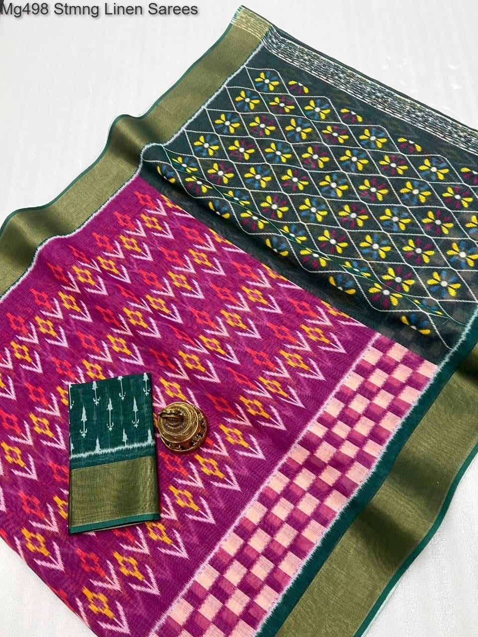 Mg498 Non-Branded Stmng Linen Sarees