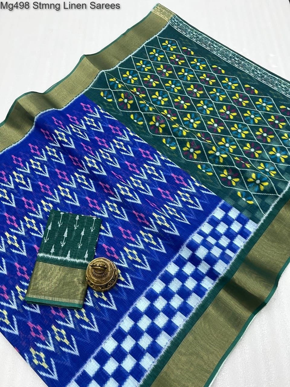 Mg498 Non-Branded Stmng Linen Sarees