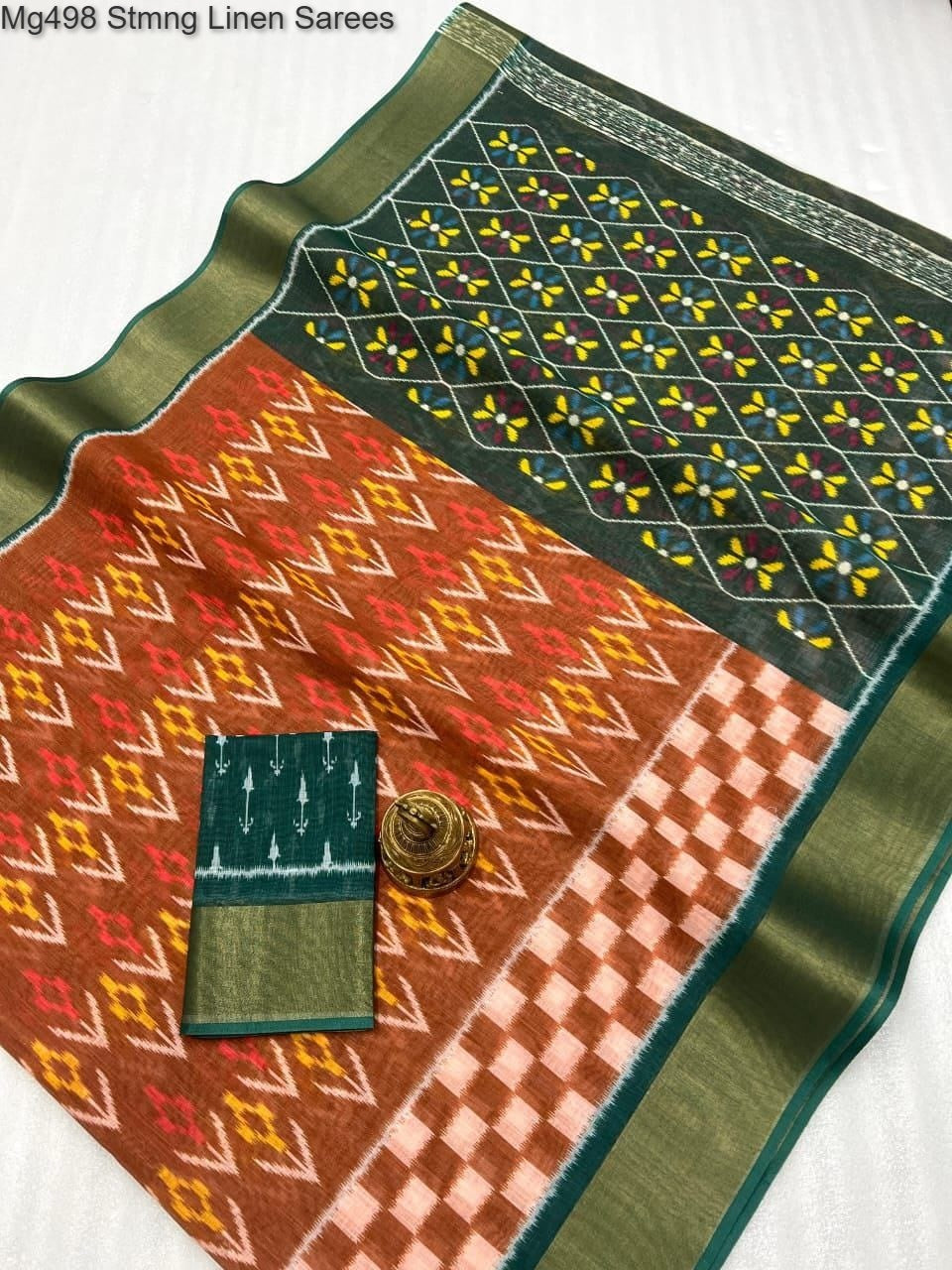 Mg498 Non-Branded Stmng Linen Sarees