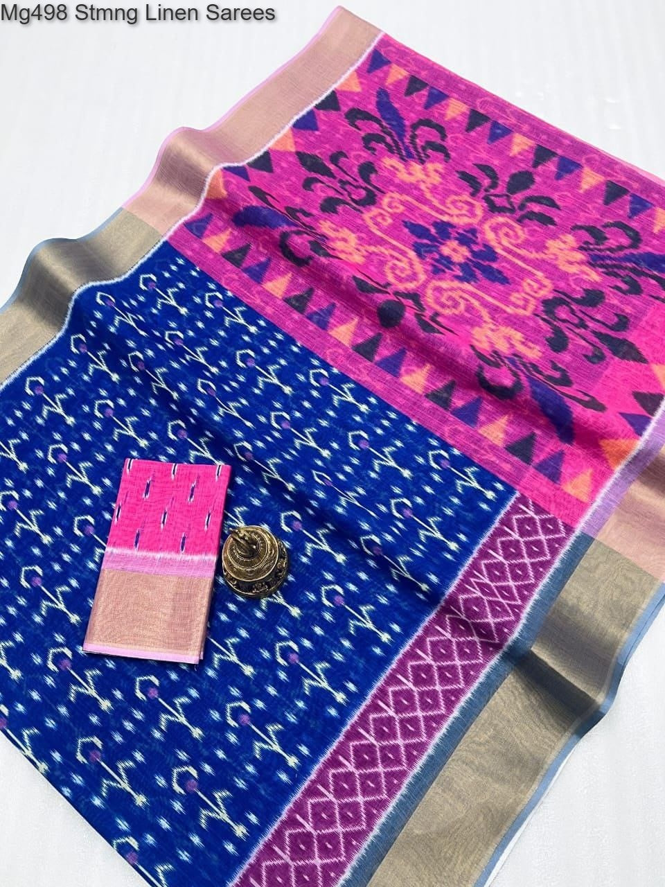 Mg498 Non-Branded Stmng Linen Sarees