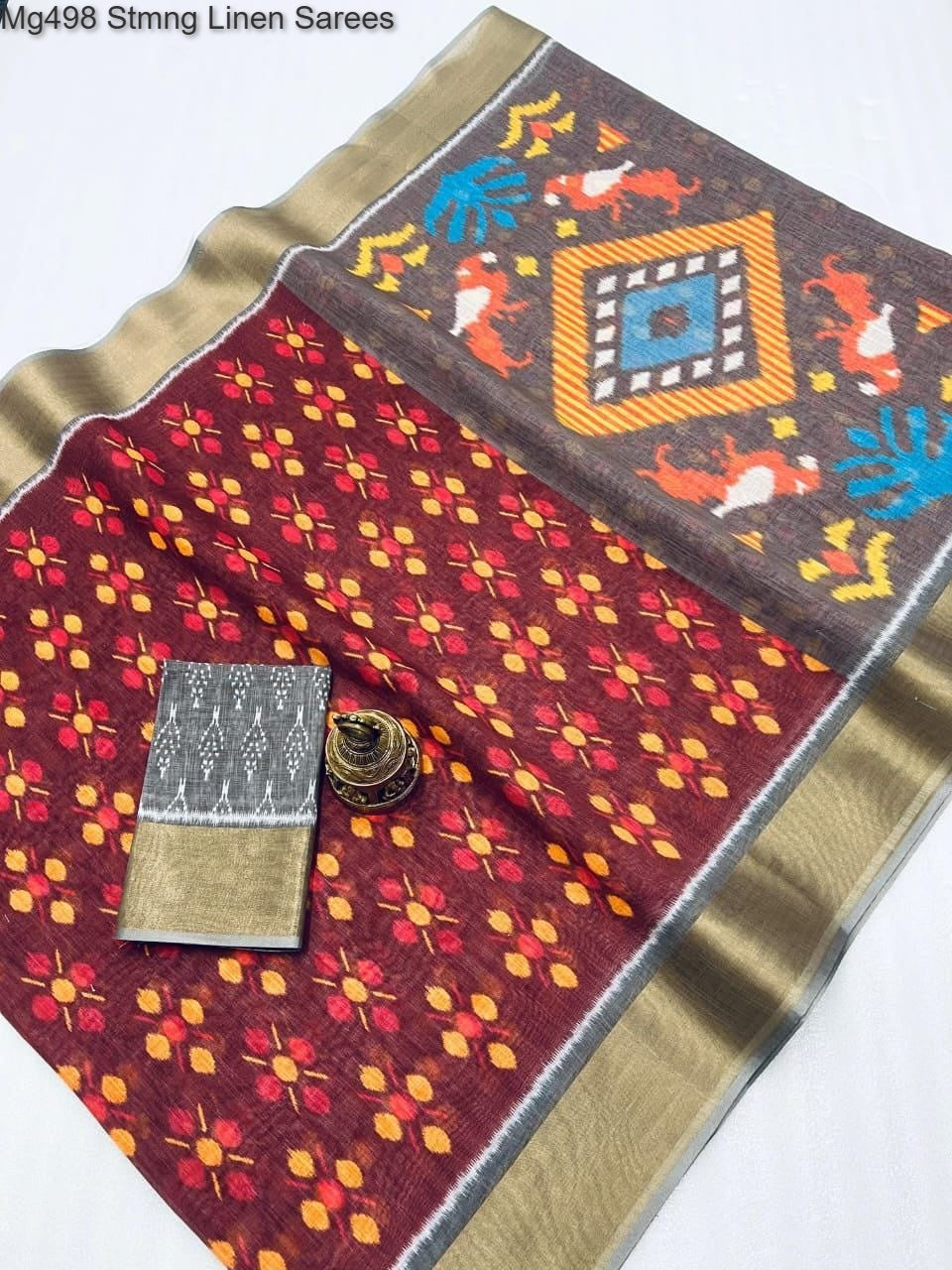 Mg498 Non-Branded Stmng Linen Sarees