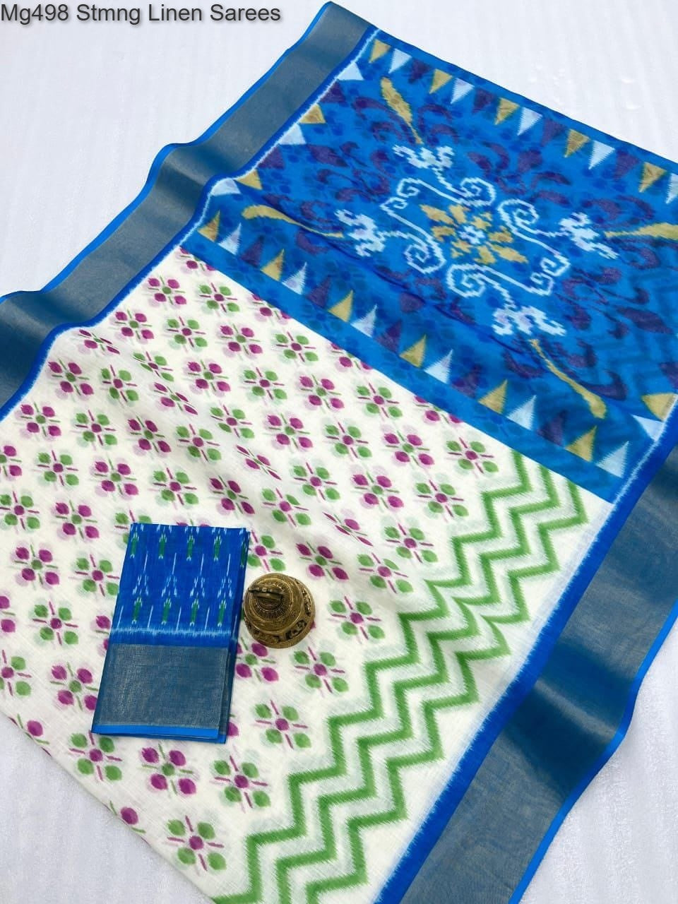 Mg498 Non-Branded Stmng Linen Sarees