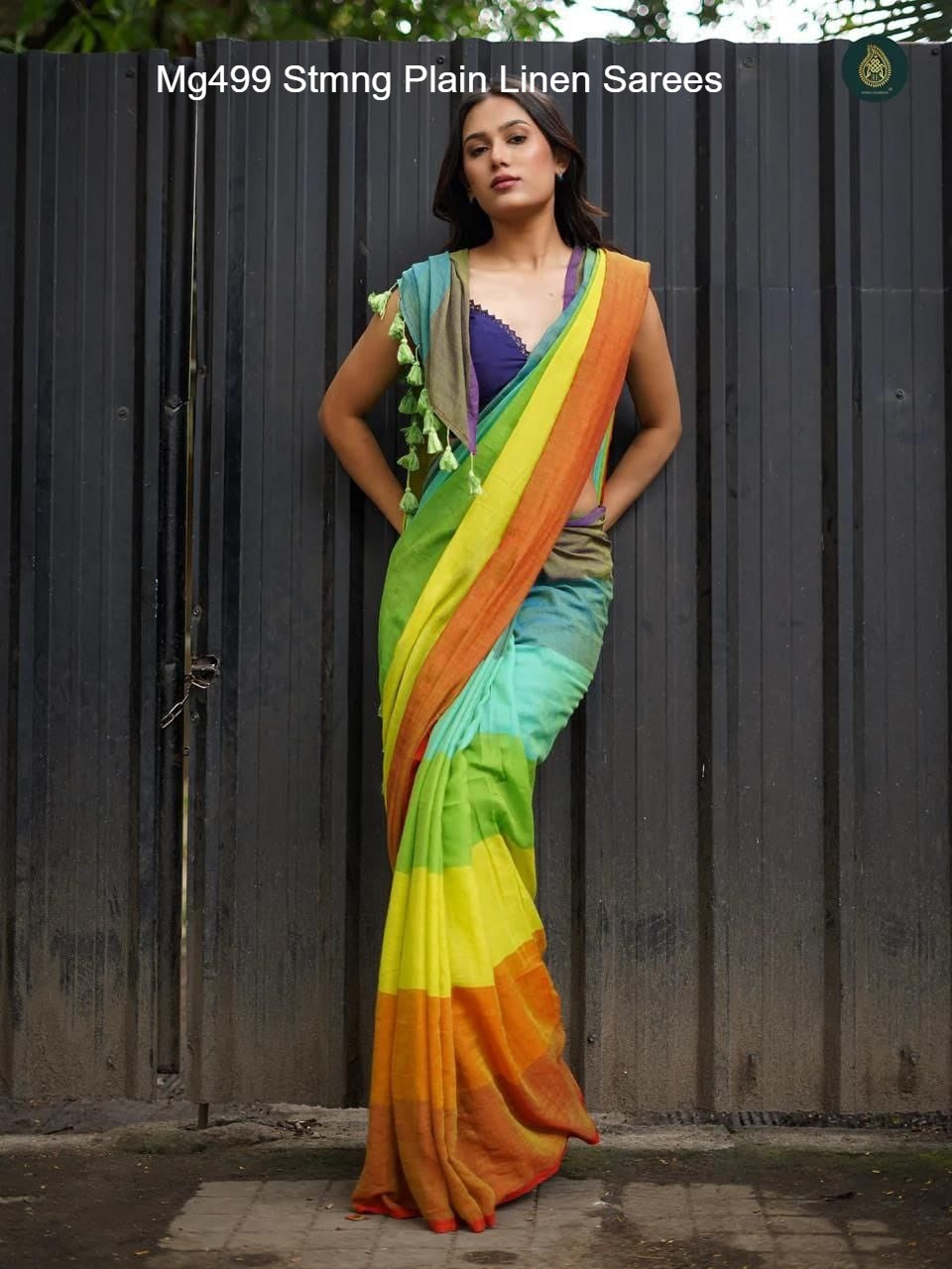 Mg499 Stmng Plain Linen Sarees