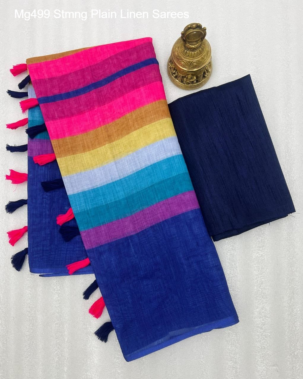 Mg499 Stmng Plain Linen Sarees