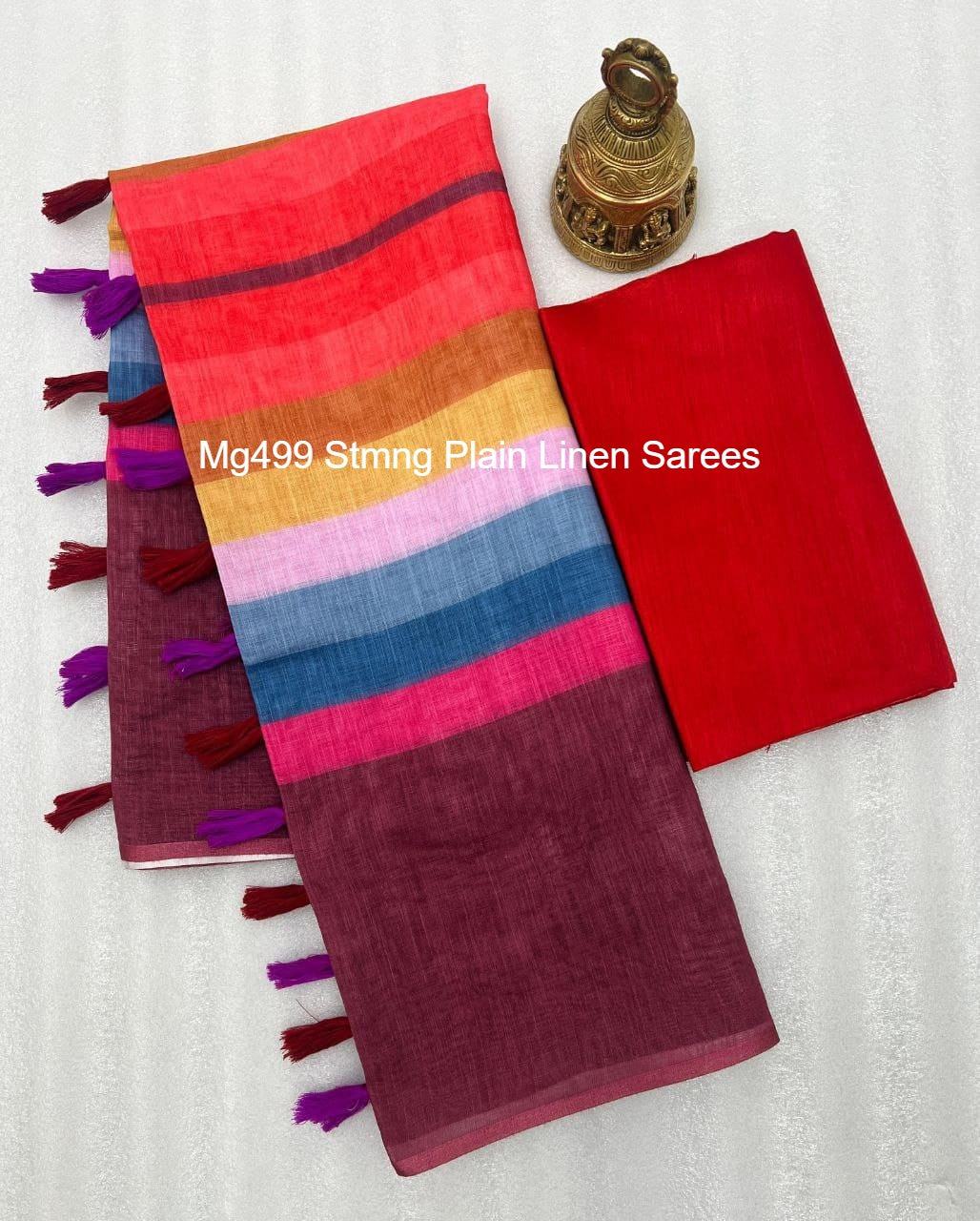 Mg499 Stmng Plain Linen Sarees