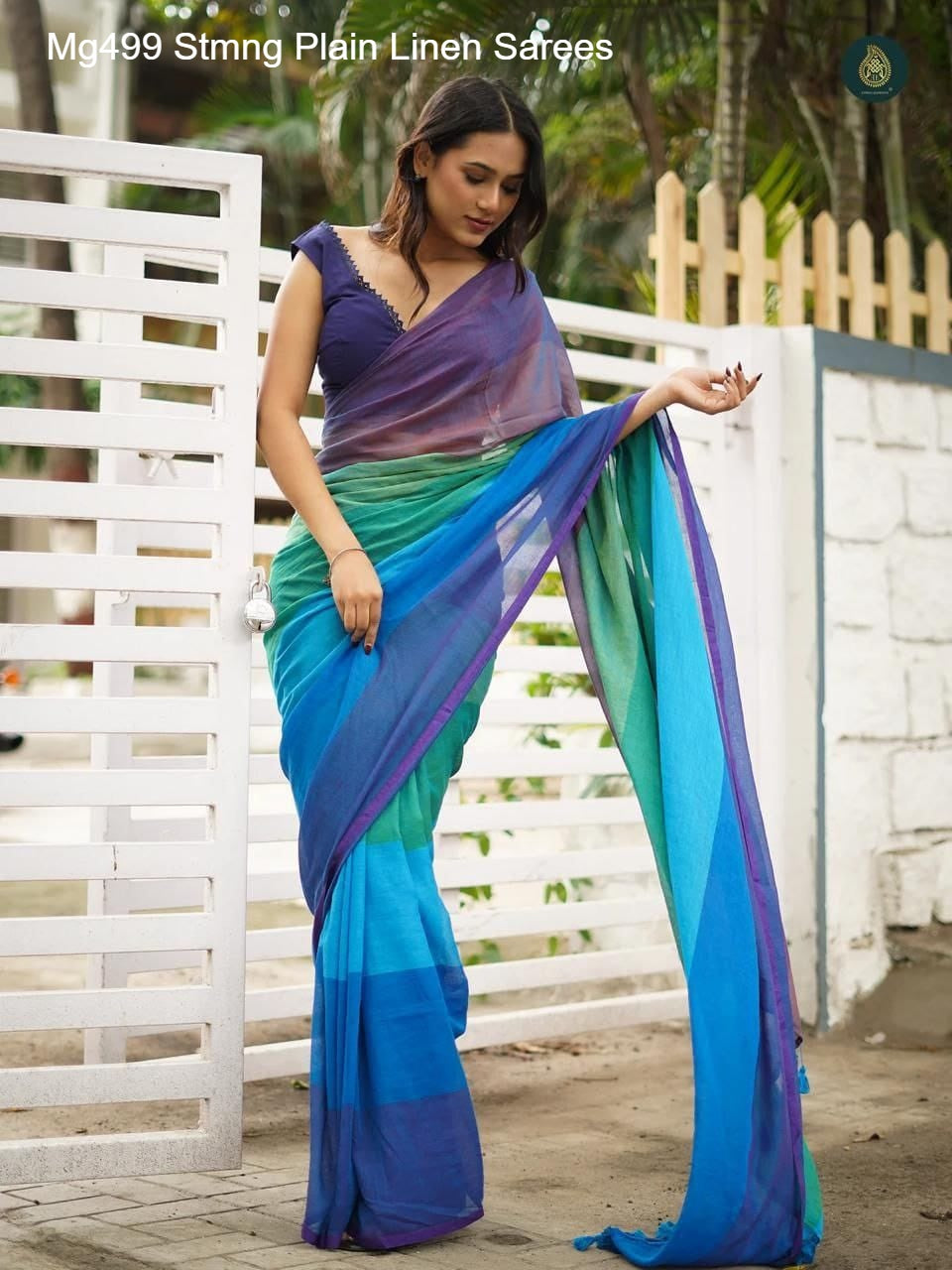 Mg499 Stmng Plain Linen Sarees