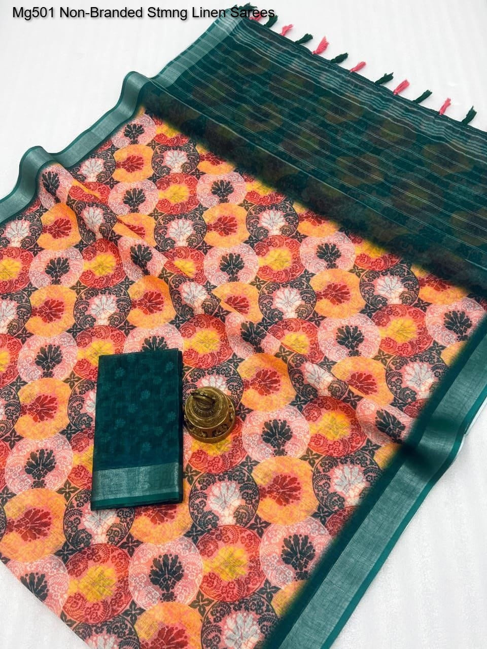 Mg501 Non-Branded Stmng Linen Sarees