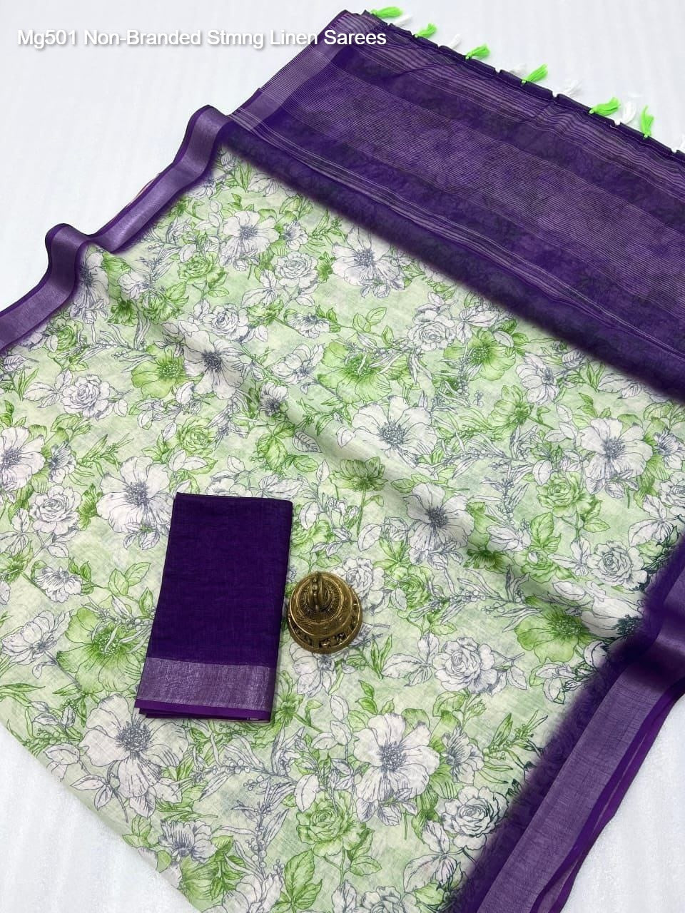 Mg501 Non-Branded Stmng Linen Sarees