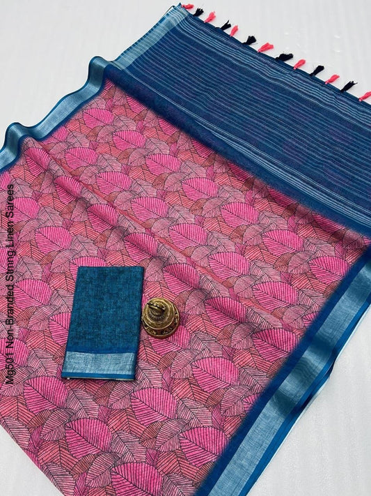 Mg501 Non-Branded Stmng Linen Sarees