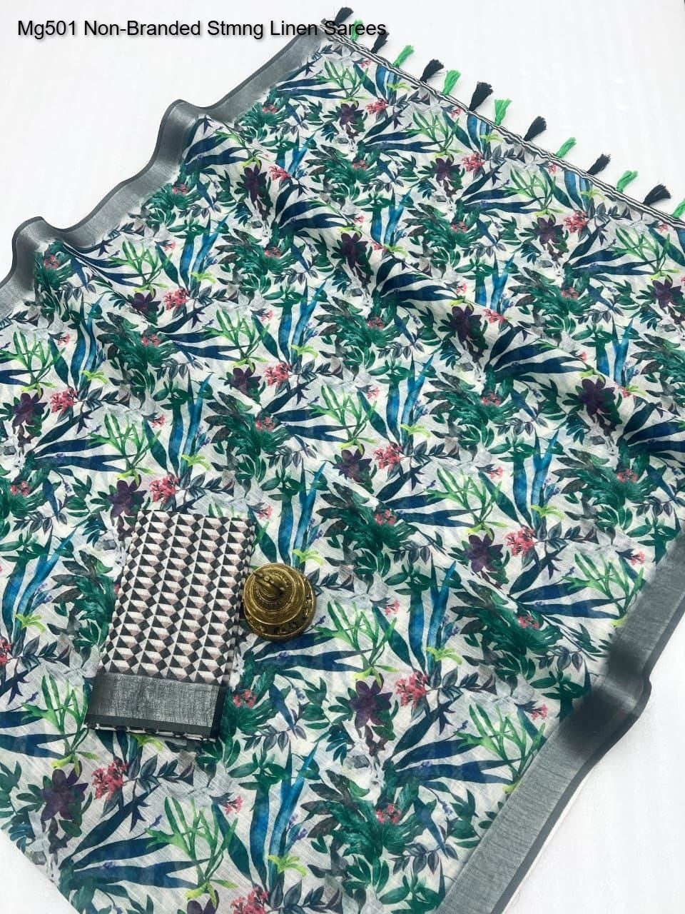 Mg501 Non-Branded Stmng Linen Sarees