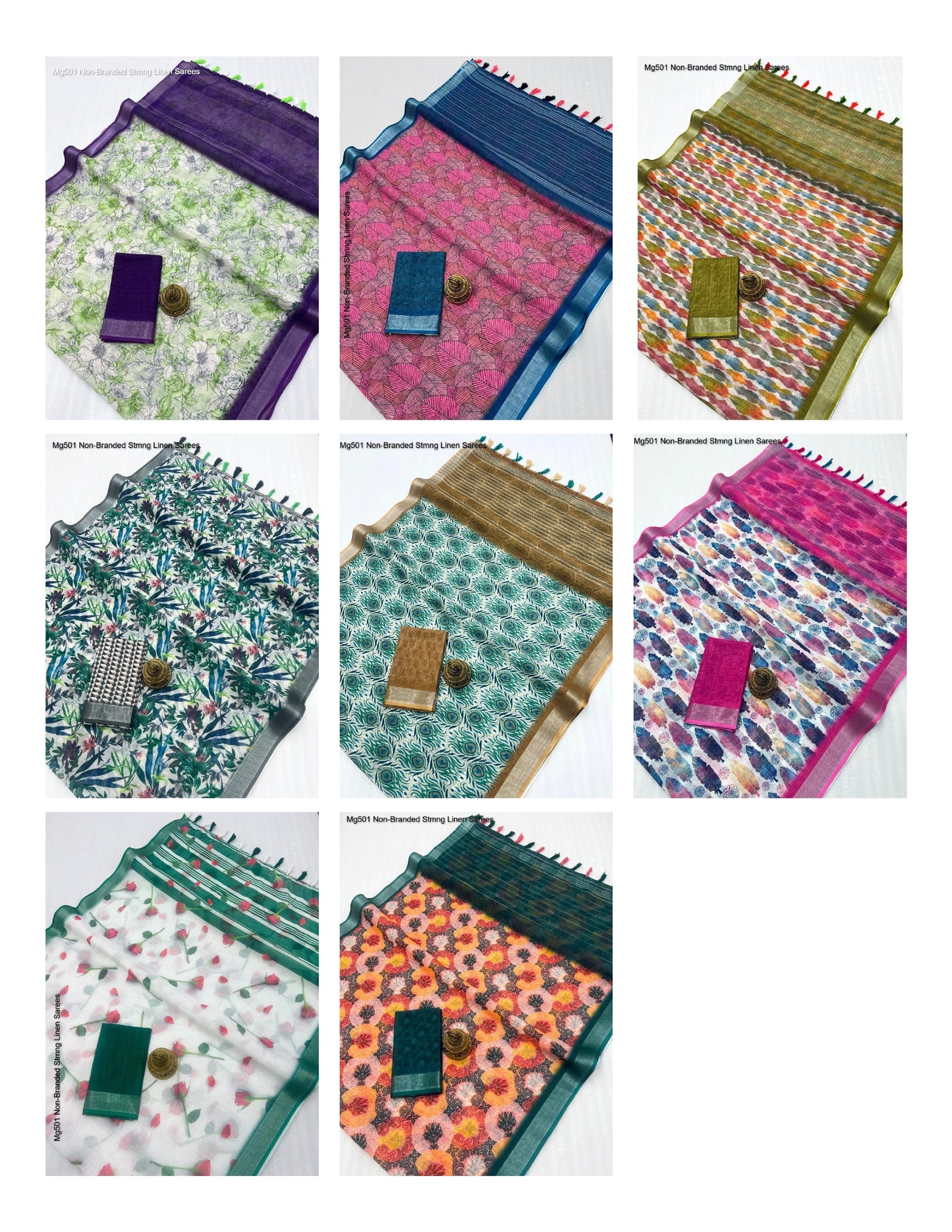 Mg501 Non-Branded Stmng Linen Sarees