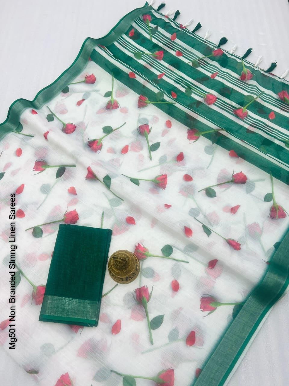 Mg501 Non-Branded Stmng Linen Sarees