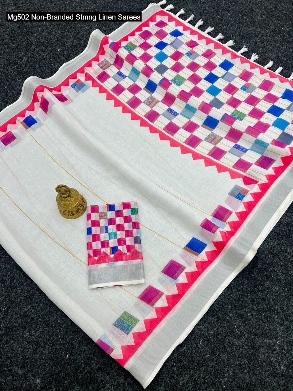 Mg502 Non-Branded Stmng Linen Sarees