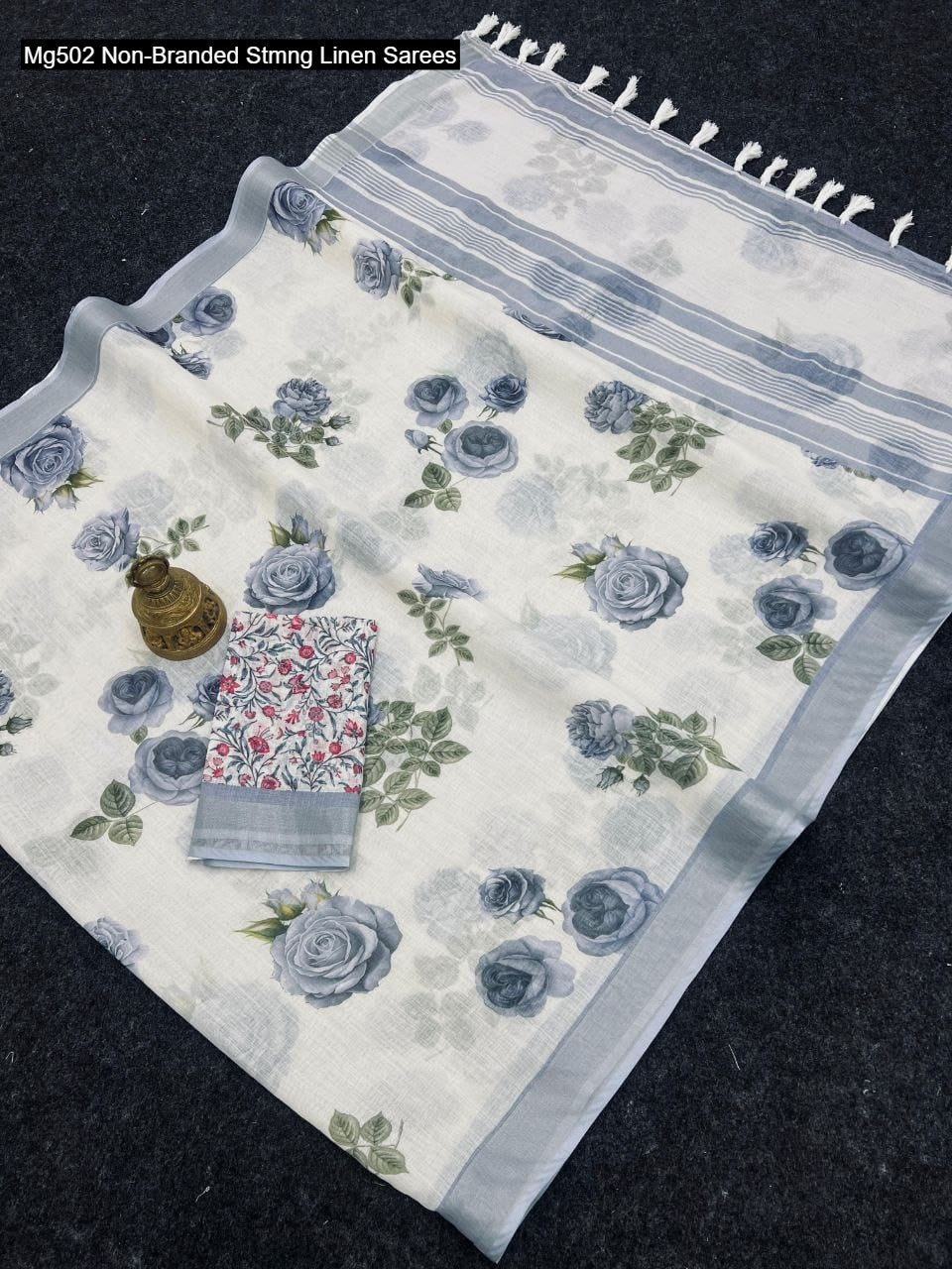 Mg502 Non-Branded Stmng Linen Sarees