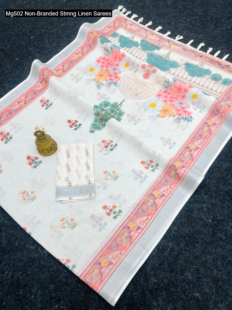 Mg502 Non-Branded Stmng Linen Sarees