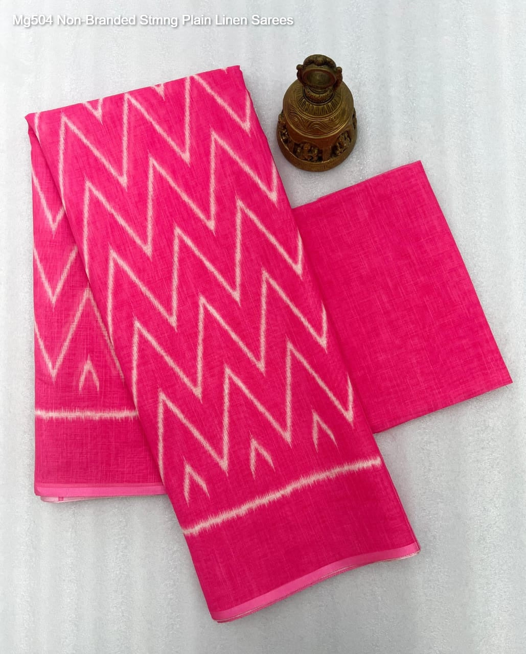 Mg504 Non-Branded Stmng Plain Linen Sarees