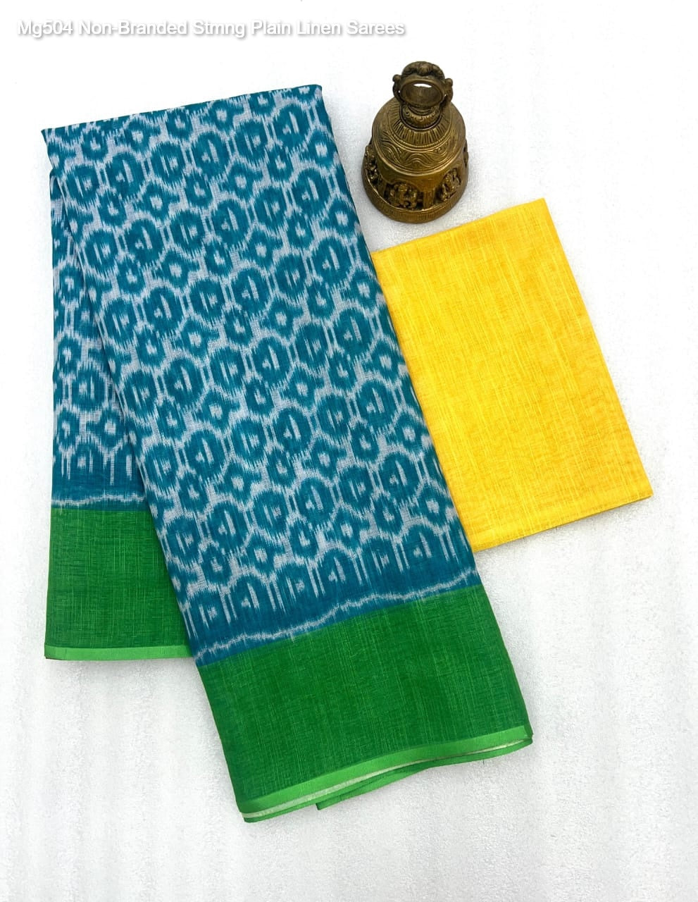 Mg504 Non-Branded Stmng Plain Linen Sarees