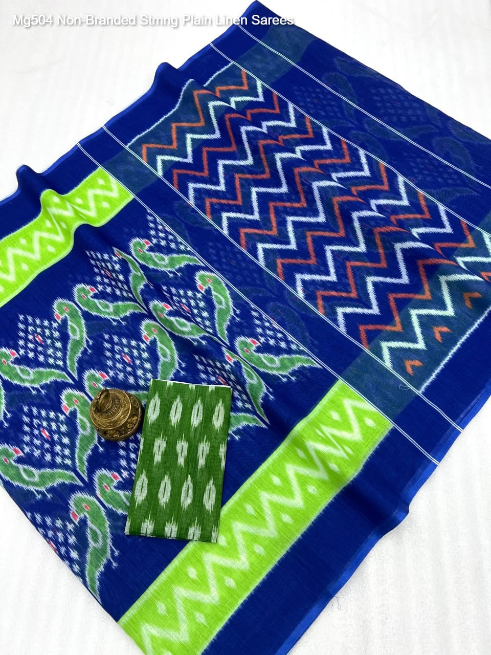 Mg504 Non-Branded Stmng Plain Linen Sarees