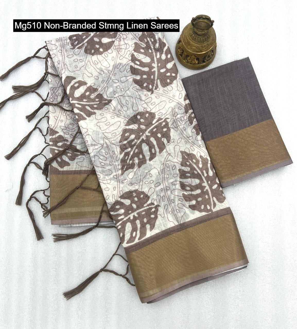 Mg510 Non-Branded Stmng Linen Sarees