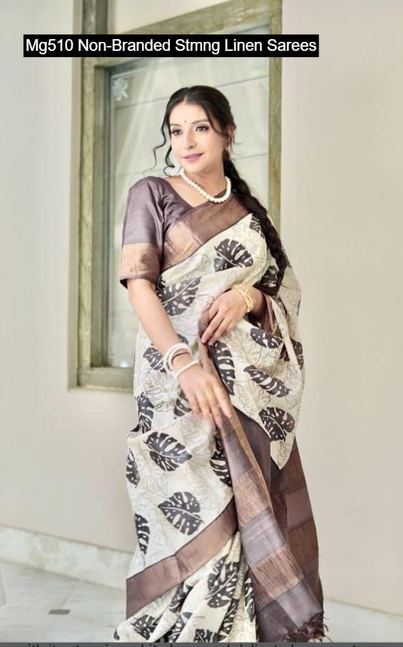 Mg510 Non-Branded Stmng Linen Sarees