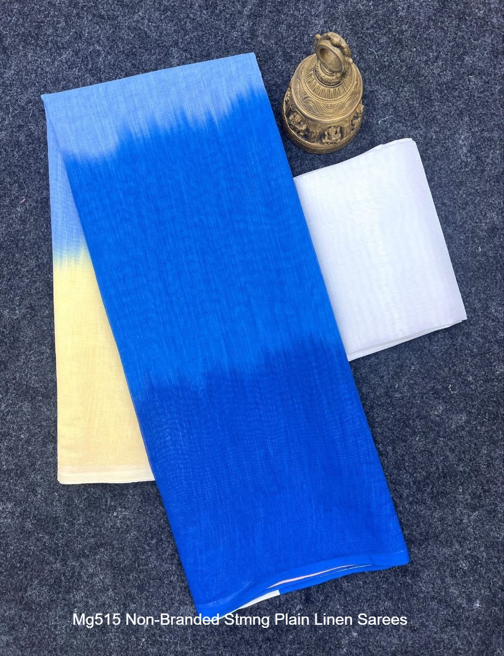 Mg515 Non-Branded Stmng Plain Linen Sarees