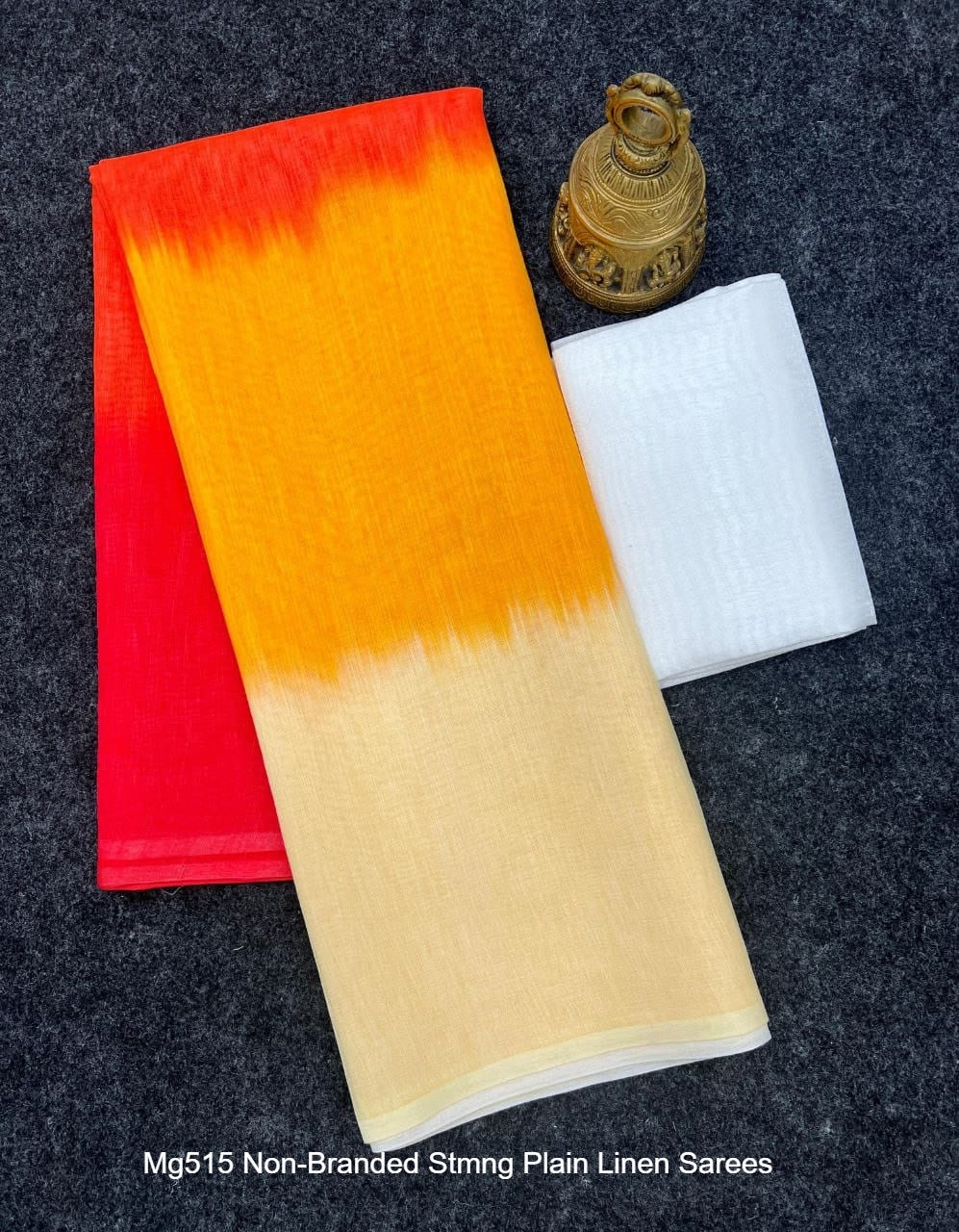 Mg515 Non-Branded Stmng Plain Linen Sarees