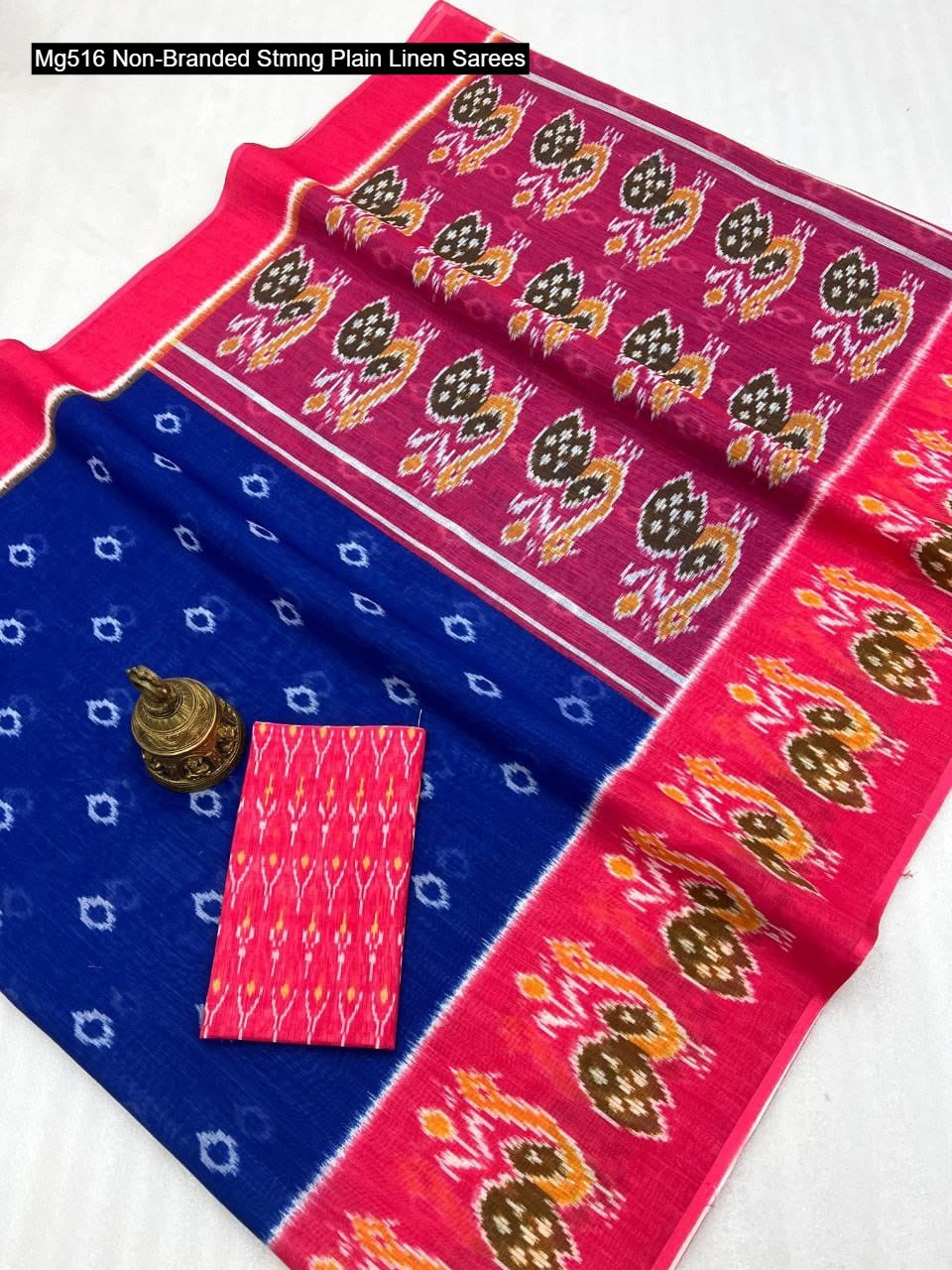 Mg516 Non-Branded Stmng Plain Linen Sarees