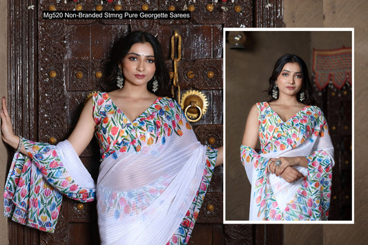 Mg520 Non-Branded Stmng Pure Georgette Sarees