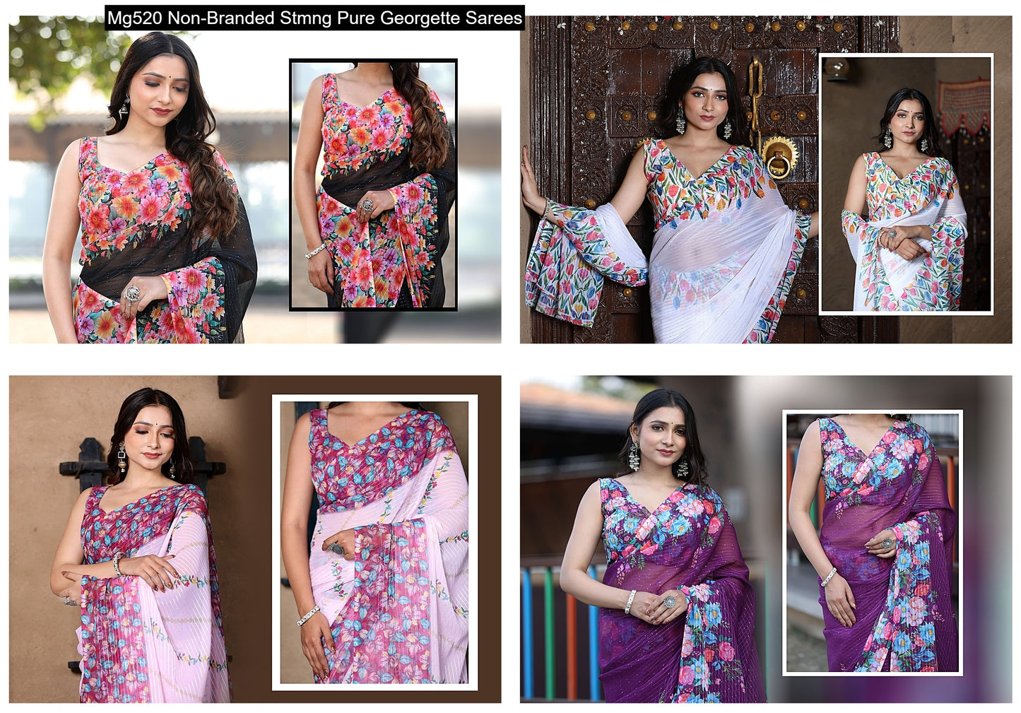 Mg520 Non-Branded Stmng Pure Georgette Sarees