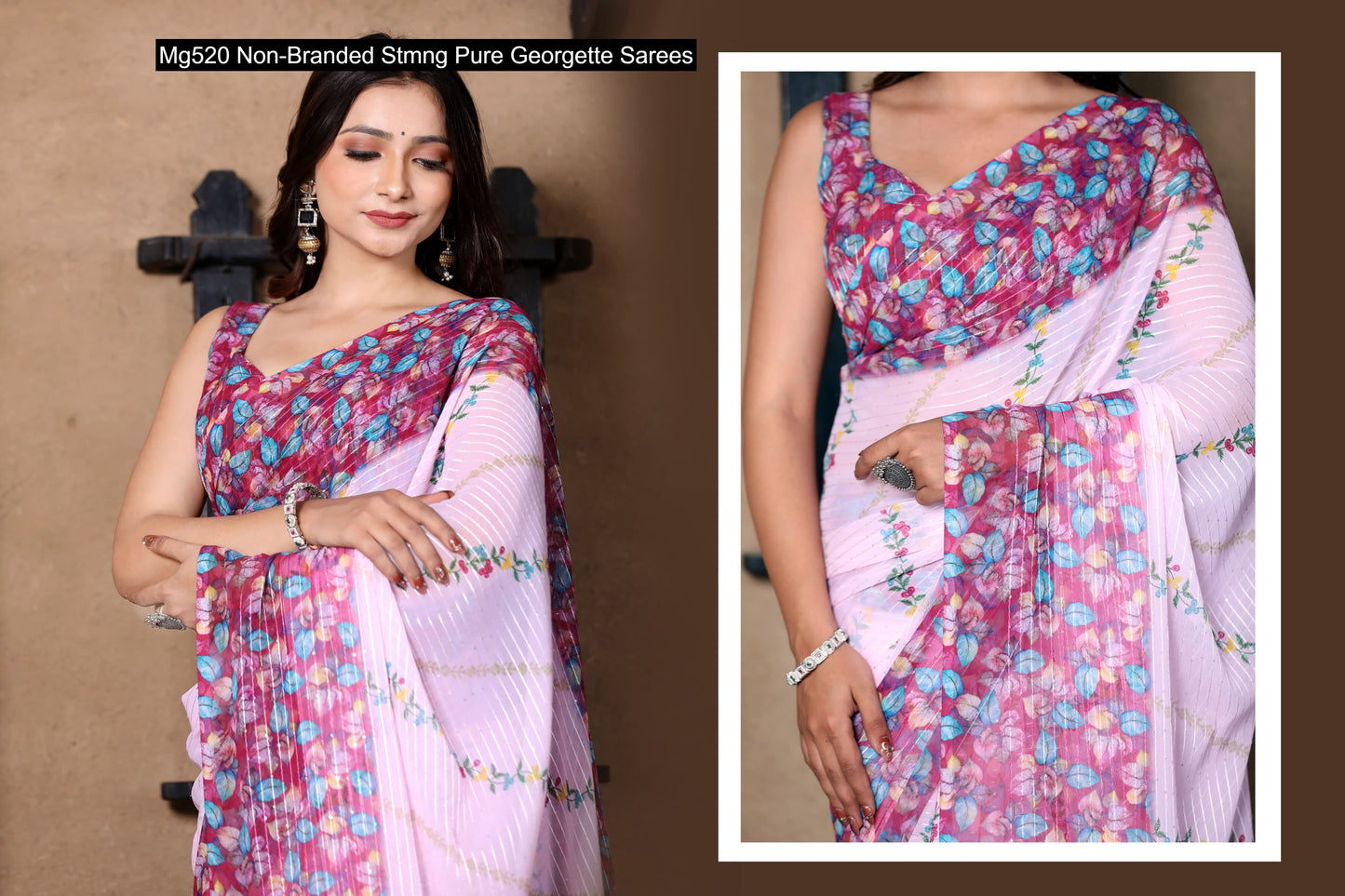 Mg520 Non-Branded Stmng Pure Georgette Sarees