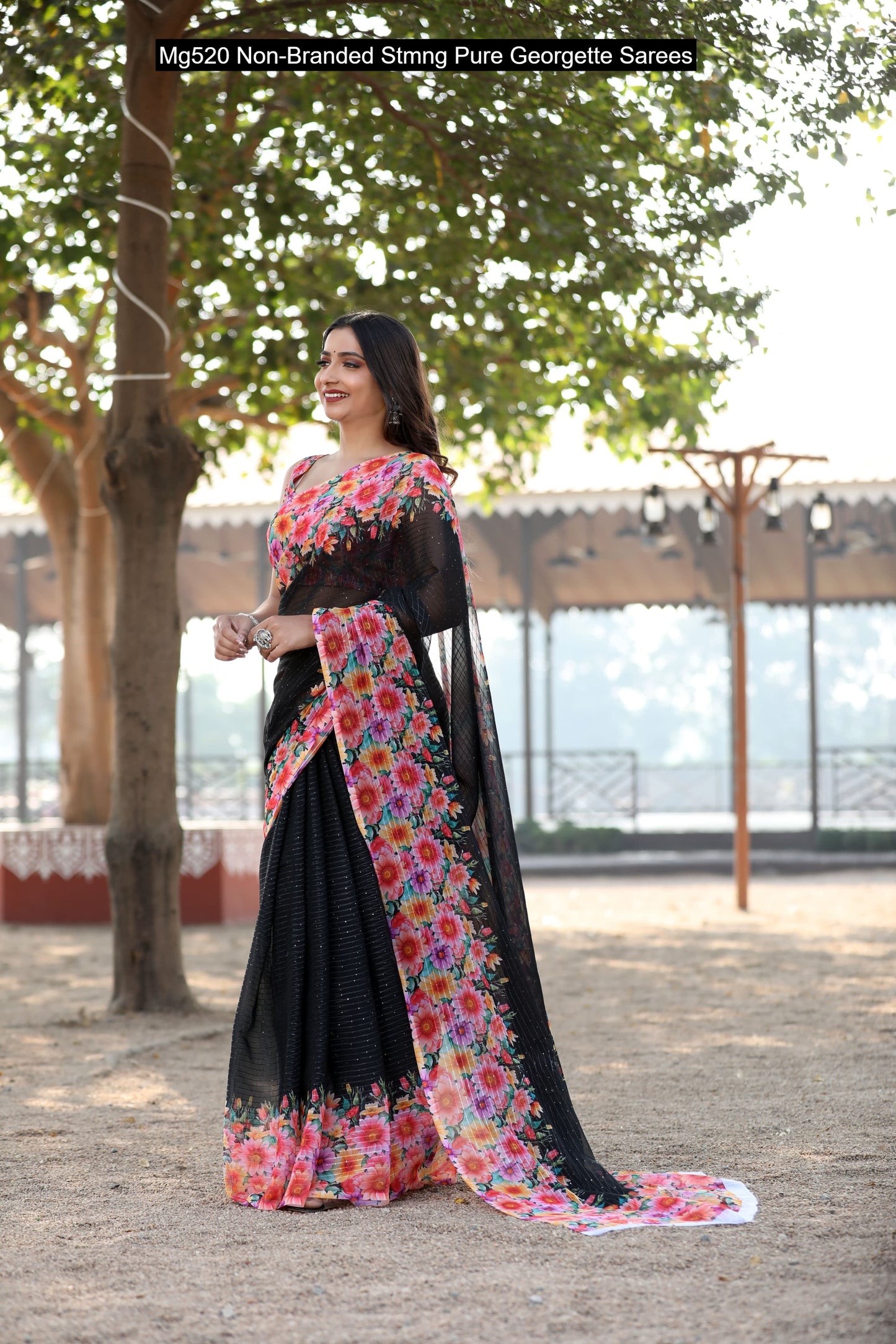 Mg520 Non-Branded Stmng Pure Georgette Sarees