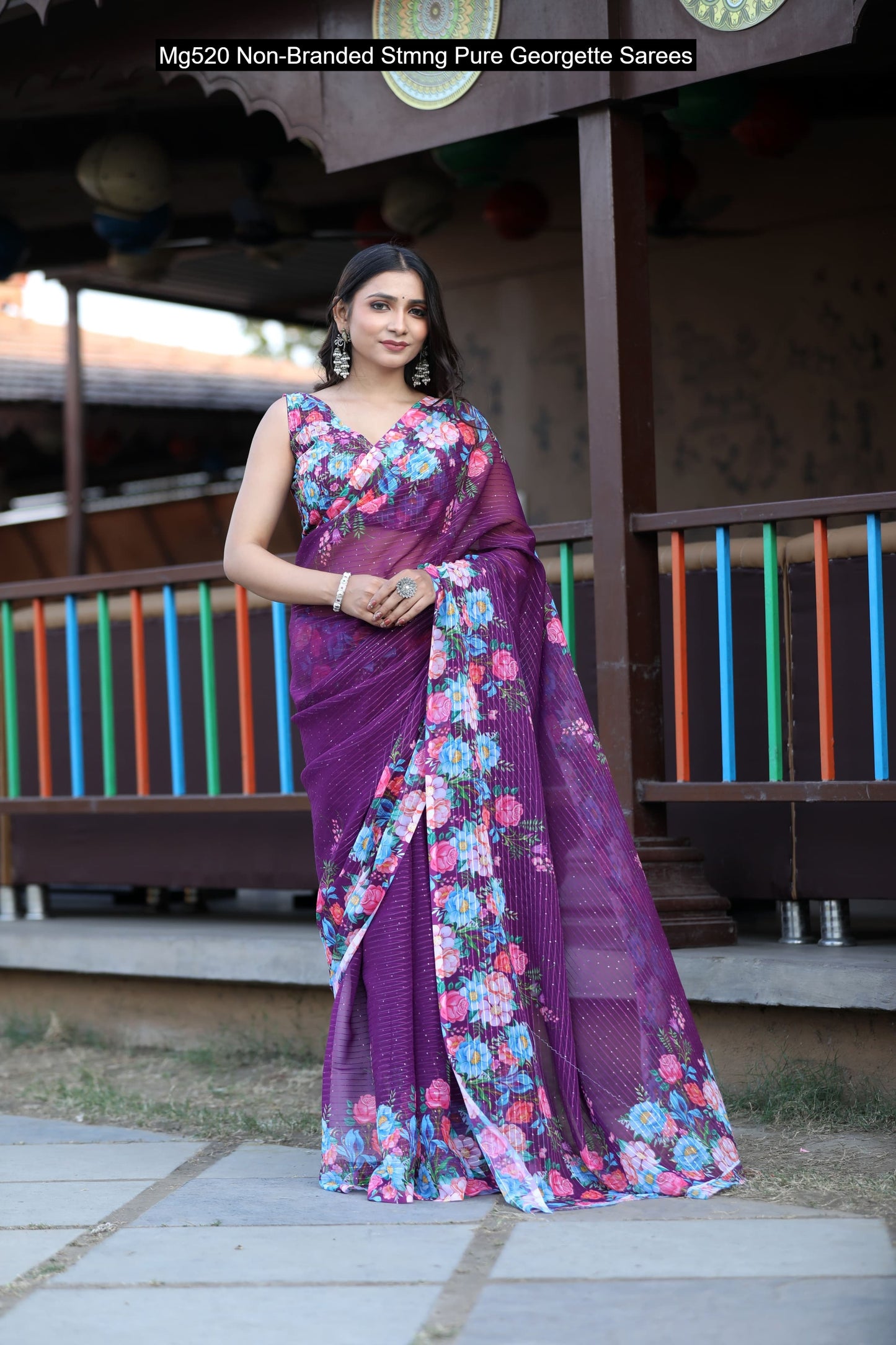 Mg520 Non-Branded Stmng Pure Georgette Sarees