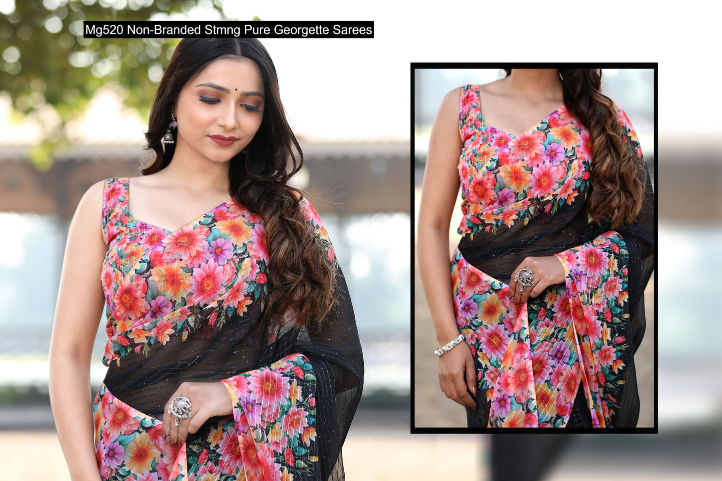 Mg520 Non-Branded Stmng Pure Georgette Sarees