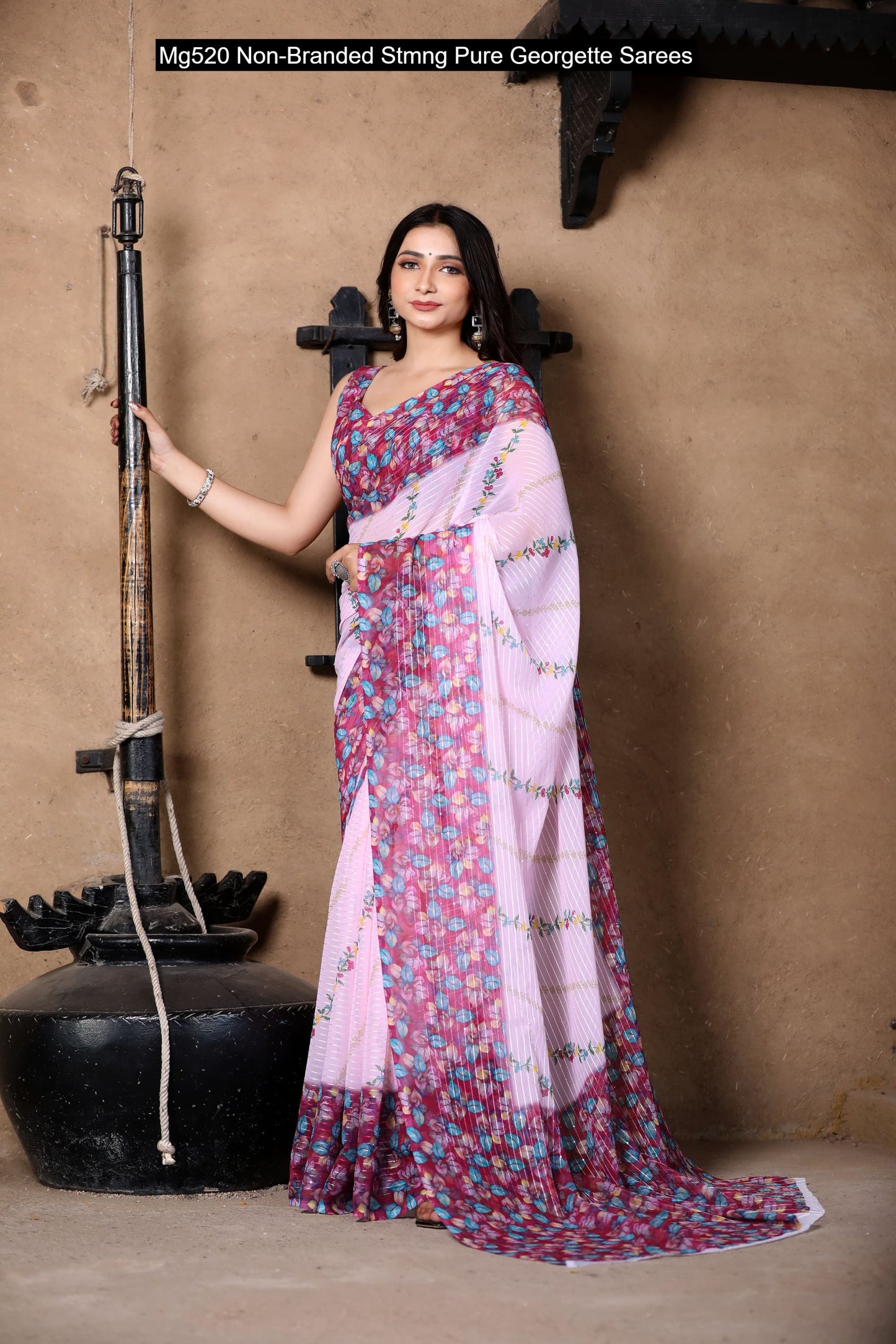 Mg520 Non-Branded Stmng Pure Georgette Sarees