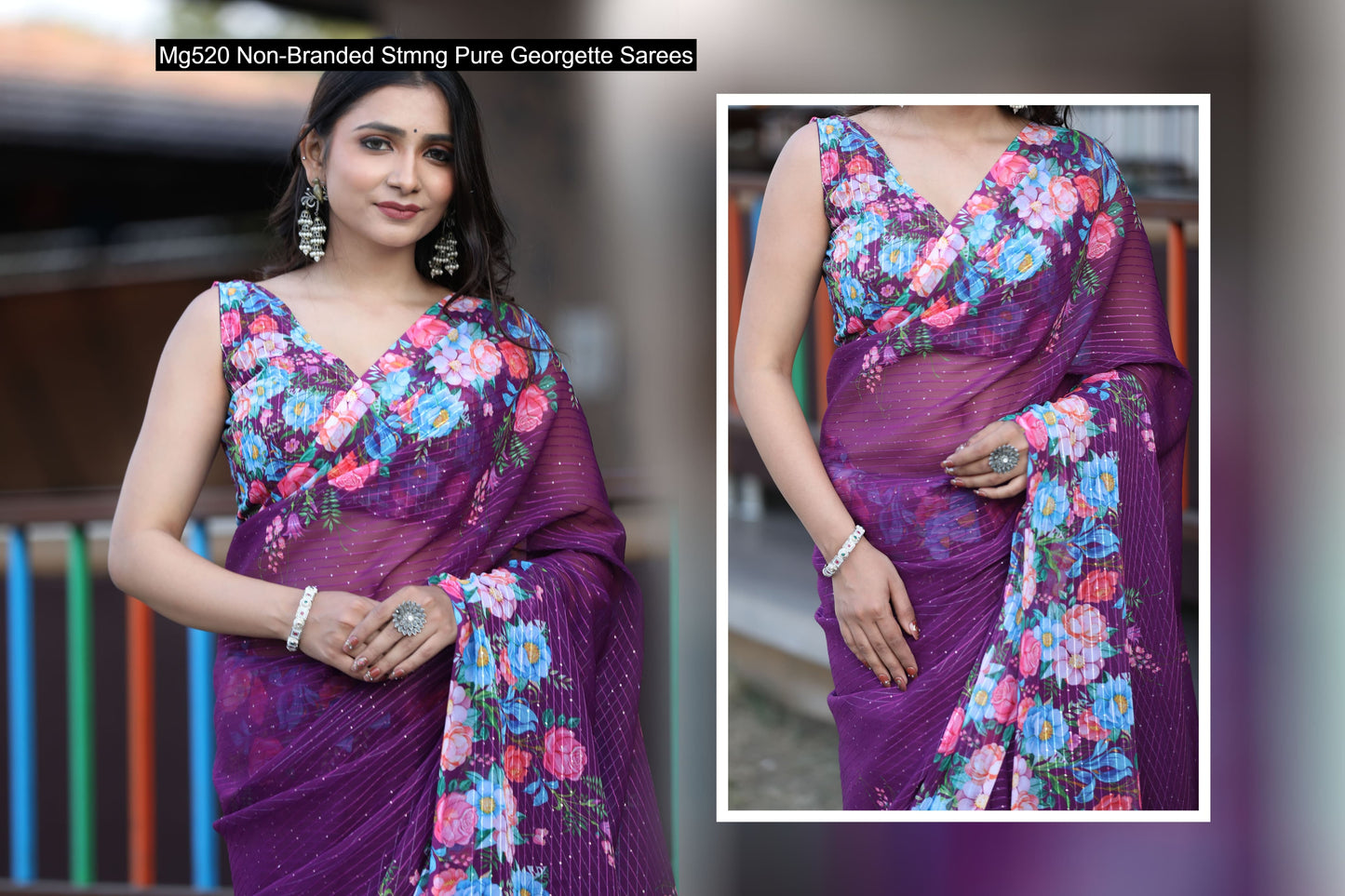 Mg520 Non-Branded Stmng Pure Georgette Sarees