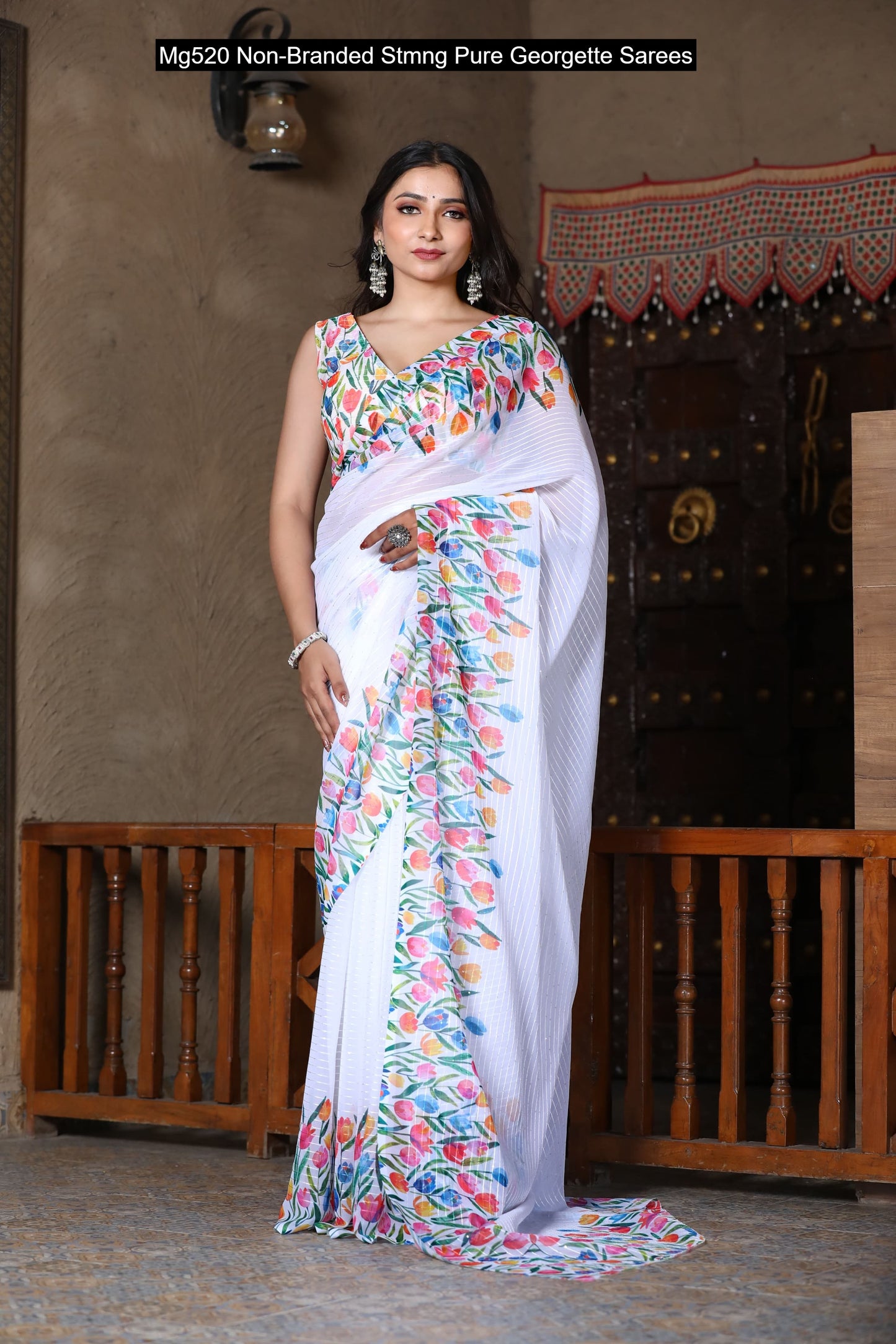 Mg520 Non-Branded Stmng Pure Georgette Sarees