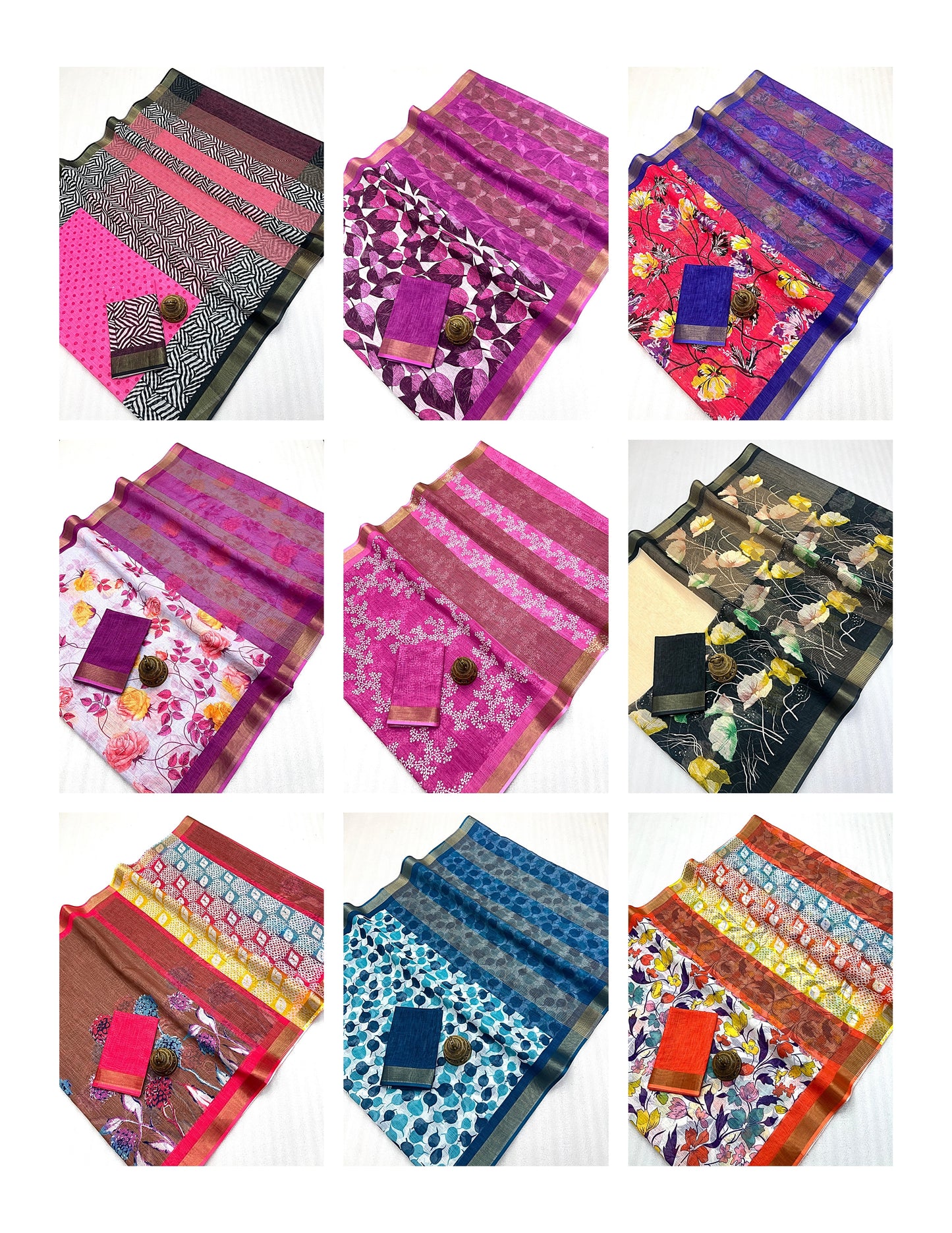 Mg522 Non-Branded Stmng Linen Sarees