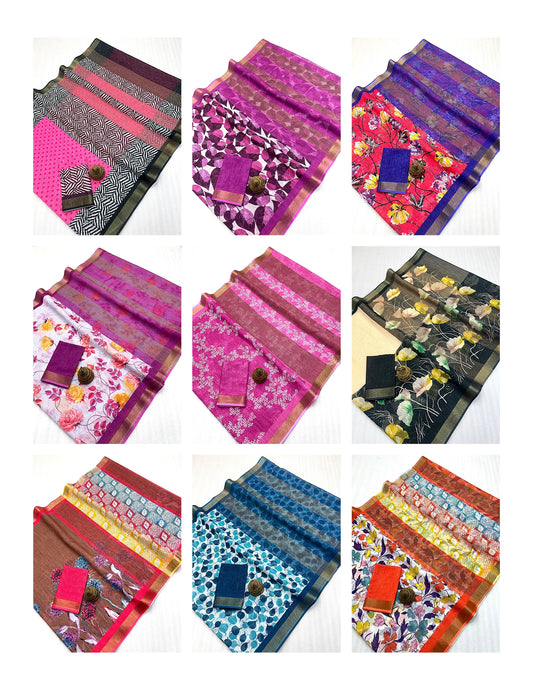 Mg522 Non-Branded Stmng Linen Sarees