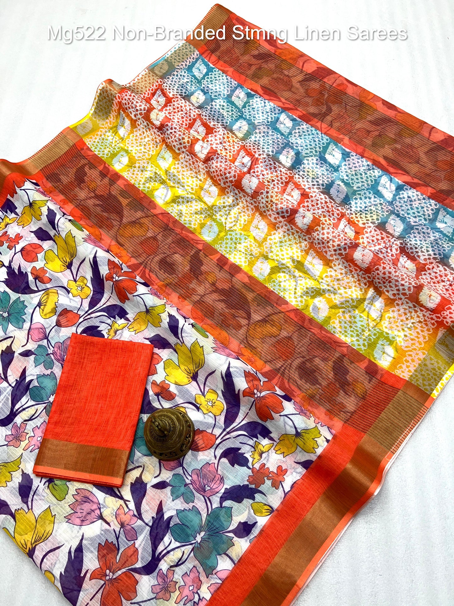 Mg522 Non-Branded Stmng Linen Sarees