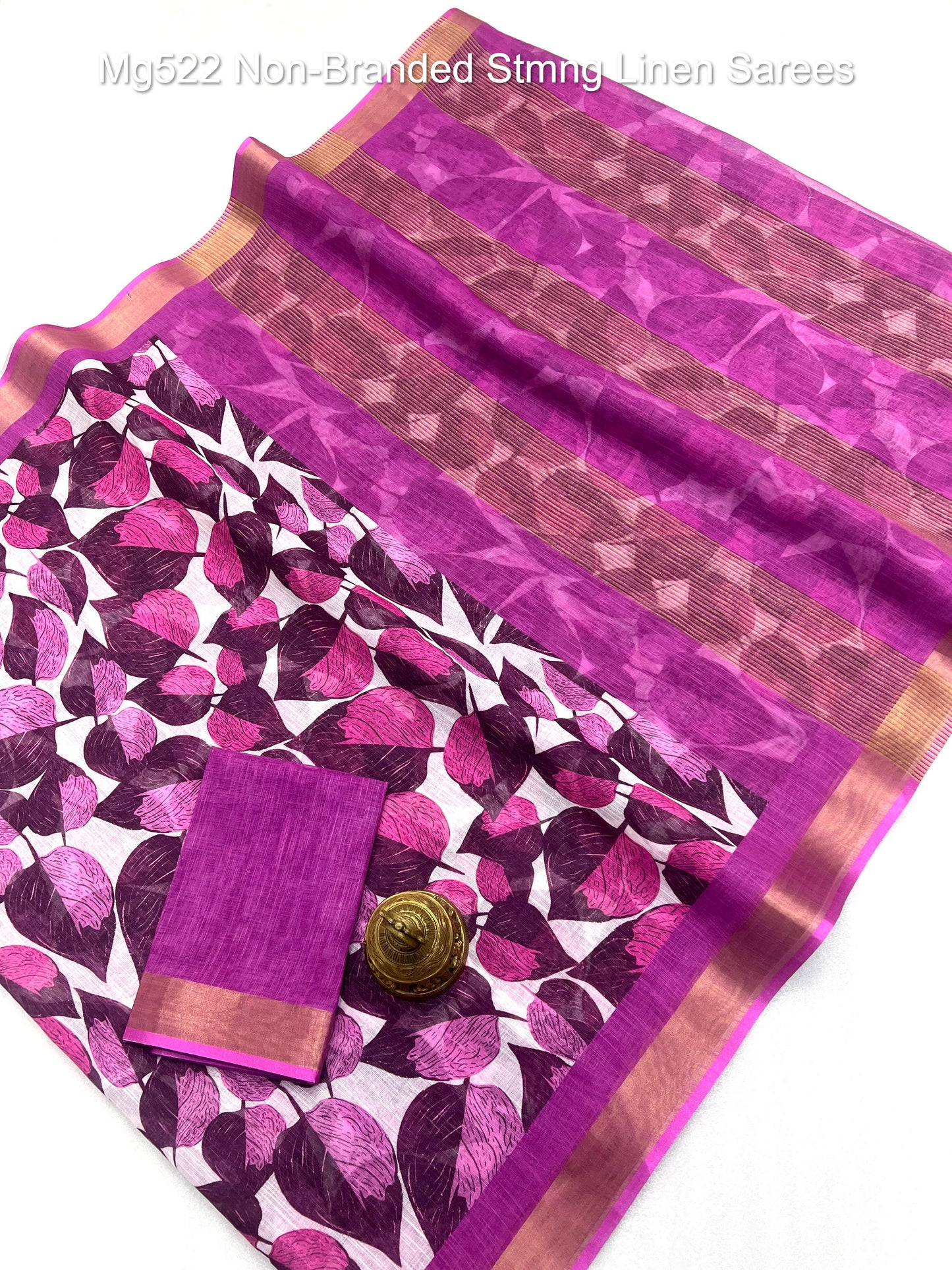 Mg522 Non-Branded Stmng Linen Sarees