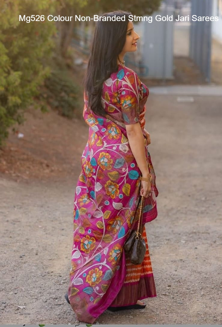 Mg526 Colour Non-Branded Stmng Gold Jari Sarees
