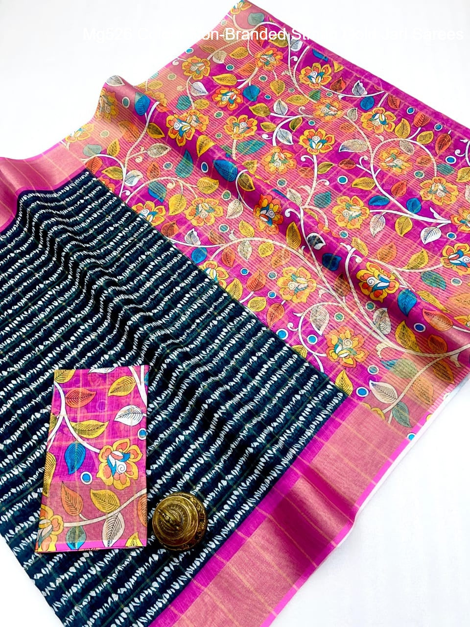 Mg526 Colour Non-Branded Stmng Gold Jari Sarees